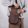 Men Genuine Leather Shoulder Bag, Men's Retro Messenger Bag, Crossbody Bag, Mobile Phone Pocket Bag, Handbag Bag