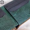 Exclusive Men's Alligator Wallet in Green Ostrich with Black Chevre Interior